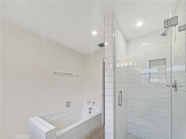 2334 N Keystone St, Burbank, CA 91504 - bathroom with a shower stall, a garden tub, and recessed lighting