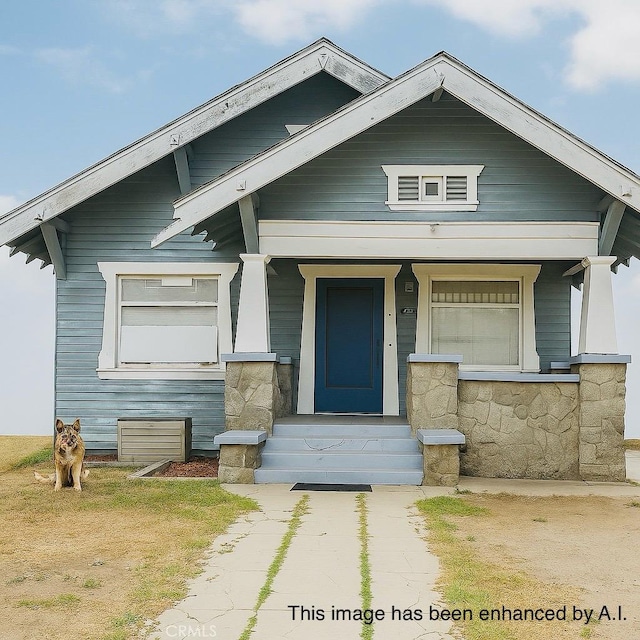 3645 2nd Ave, Los Angeles, CA 90018 - view of front facade with covered porch and stone siding
