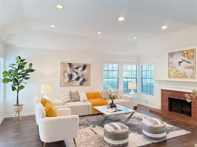 23 Thunder Trl Unit 12, Irvine, CA 92614 - living area with dark wood-style flooring, recessed lighting, and a fireplace