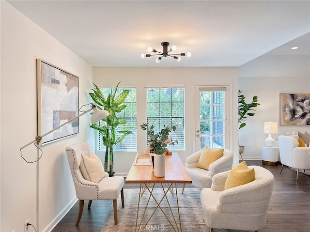 23 Thunder Trl Unit 12, Irvine, CA 92614 - sitting room featuring wood finished floors and a chandelier