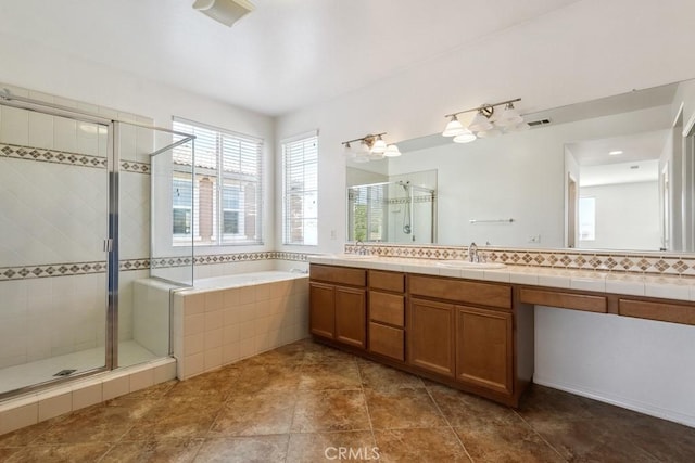 53085 Memorial St, Lake Elsinore, CA 92532 - full bathroom with a bath, a shower stall, and double vanity
