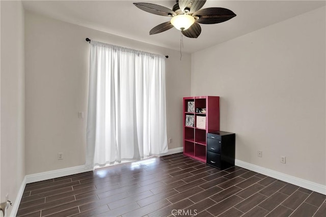 13695 Mesa Linda Ave, Victorville, CA 92392 - empty room with a ceiling fan and dark wood-style floors