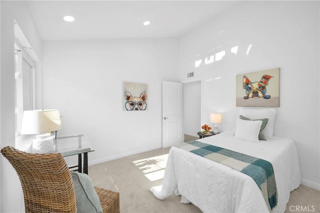 5042 Olympic Dr, Los Alamitos, CA 90720 - bedroom with carpet, recessed lighting, and high vaulted ceiling