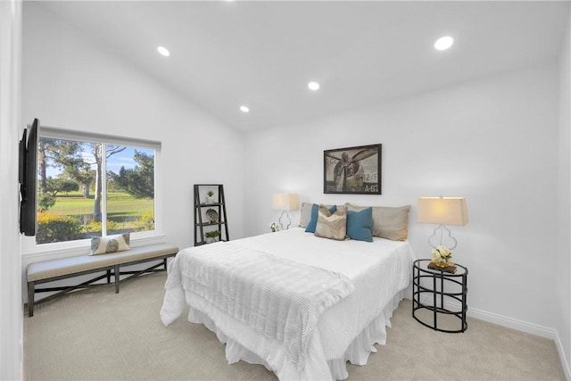 5042 Olympic Dr, Los Alamitos, CA 90720 - carpeted bedroom with recessed lighting and high vaulted ceiling