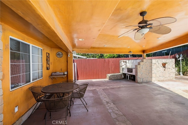 18409 Los Alimos St, Porter Ranch, CA 91326 - view of patio / terrace featuring ceiling fan and outdoor dining area