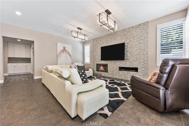 7020 Julie Ln, San Gabriel, CA 91775 - living area with a fireplace and recessed lighting