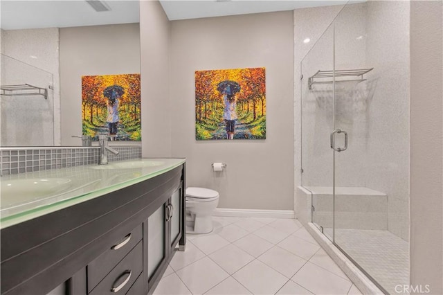 7020 Julie Ln, San Gabriel, CA 91775 - bathroom with a stall shower, tile patterned floors, and double vanity