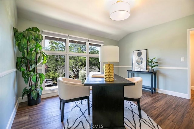 341 Cumberland Rd, Glendale, CA 91202 - dining space featuring dark wood-type flooring and vaulted ceiling