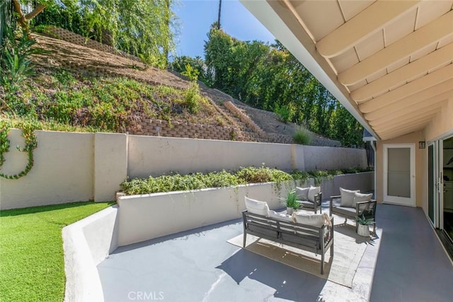 341 Cumberland Rd, Glendale, CA 91202 - fenced backyard with a patio area and an outdoor living space