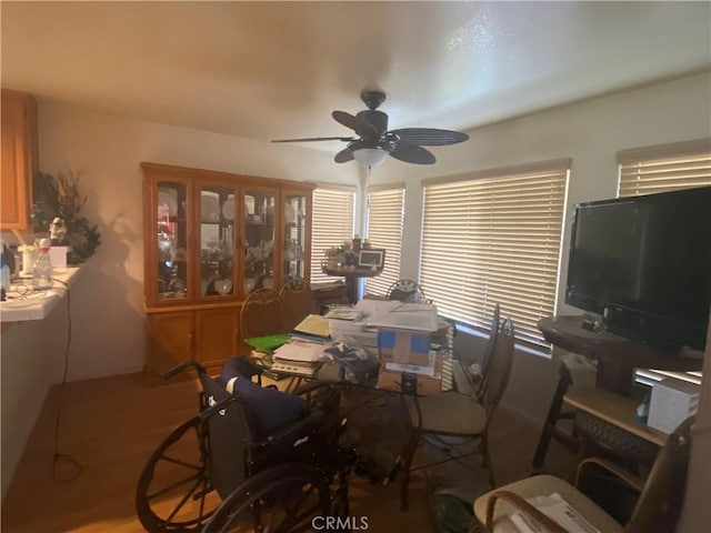 1853 Corte Pulsera, Oceanside, CA 92056 - dining room featuring ceiling fan, a desk, and wood finished floors