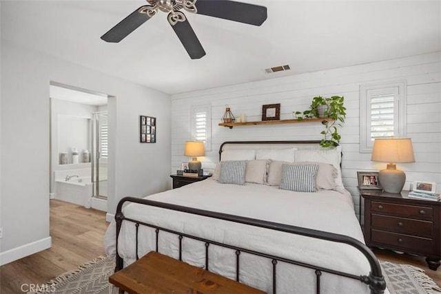 42 Livingston Pl, Ladera Ranch, CA 92694 - bedroom featuring wood finished floors, ensuite bathroom, and a ceiling fan