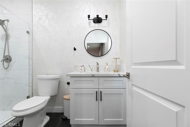 9124 N Nilo Ln, Panorama City, CA 91402 - bathroom featuring vanity, a stall shower, and tile patterned floors