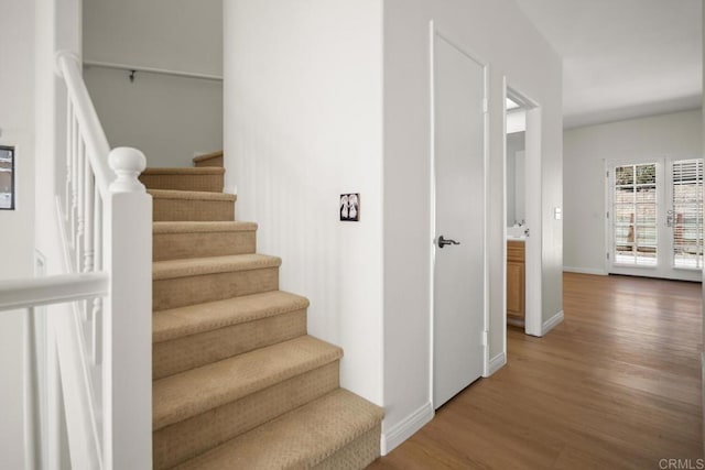 3531 Columbia St, San Diego, CA 92103 - staircase with wood finished floors and baseboards