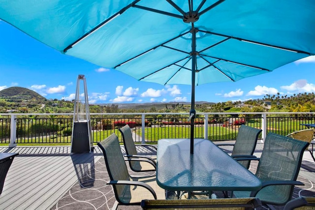 4710 Sleeping Indian Rd, Fallbrook, CA 92028 - view of patio / terrace featuring outdoor dining space and a deck with mountain view
