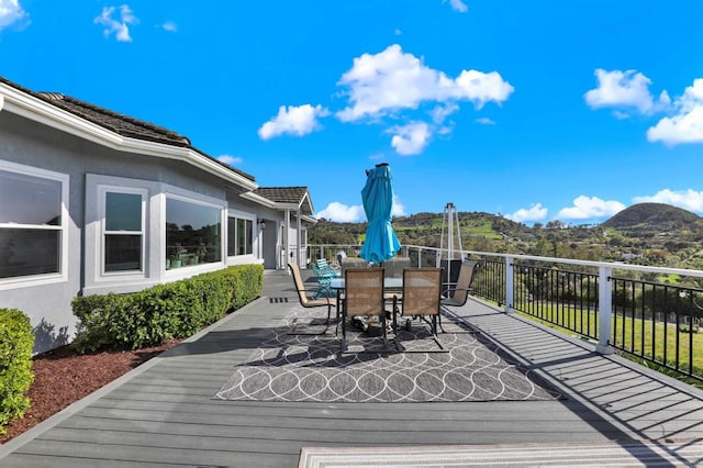 4710 Sleeping Indian Rd, Fallbrook, CA 92028 - deck with outdoor dining area and a mountain view