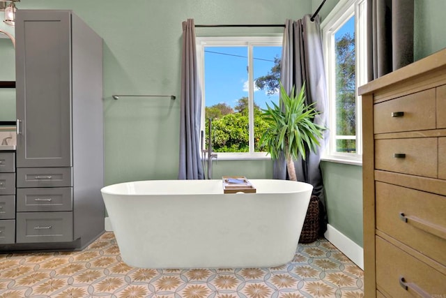 4710 Sleeping Indian Rd, Fallbrook, CA 92028 - full bath featuring tile patterned floors and a freestanding tub