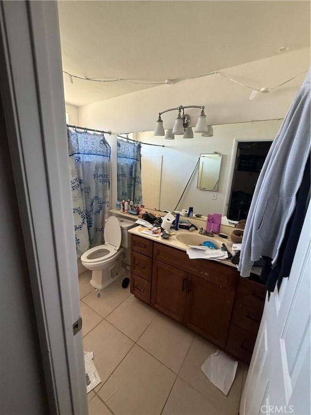 12490 Wolverine Cir, Moreno Valley, CA 92555 - full bath featuring tile patterned flooring, vanity, and a shower with shower curtain