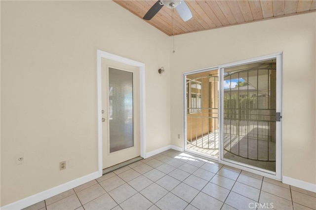 3777 N Arrowhead Ave, San Bernardino, CA 92405 - empty room featuring wood ceiling, ceiling fan, and light tile patterned floors