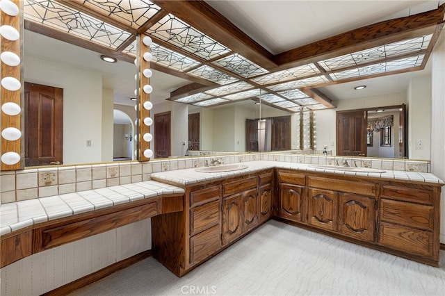23511 Mirage Ln, Diamond Bar, CA 91765 - bathroom with double vanity and backsplash