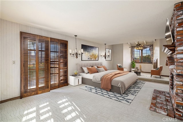 23511 Mirage Ln, Diamond Bar, CA 91765 - carpeted bedroom with a chandelier and wallpapered walls