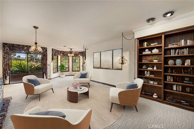 23511 Mirage Ln, Diamond Bar, CA 91765 - sitting room with crown molding and carpet floors