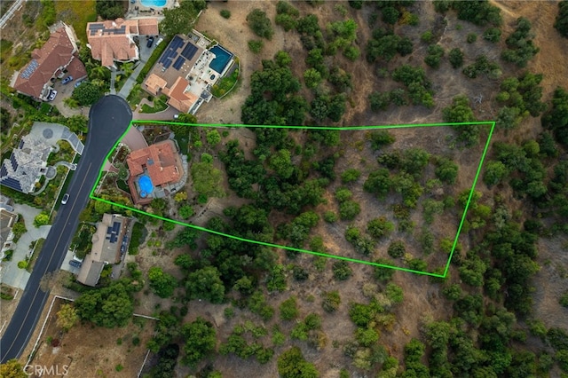 23511 Mirage Ln, Diamond Bar, CA 91765 - aerial view of property and surrounding area featuring property parcel outlined