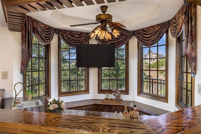 23511 Mirage Ln, Diamond Bar, CA 91765 - kitchen with ceiling fan and wooden counters