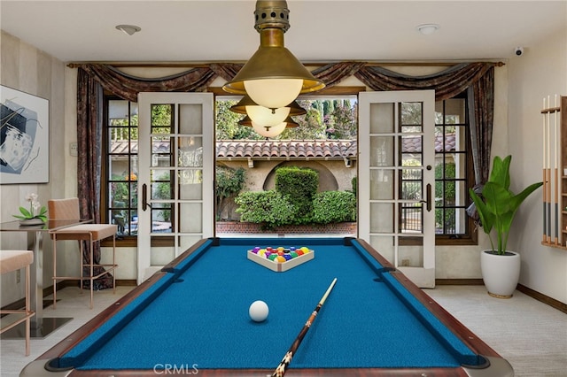 23511 Mirage Ln, Diamond Bar, CA 91765 - game room featuring billiards and french doors