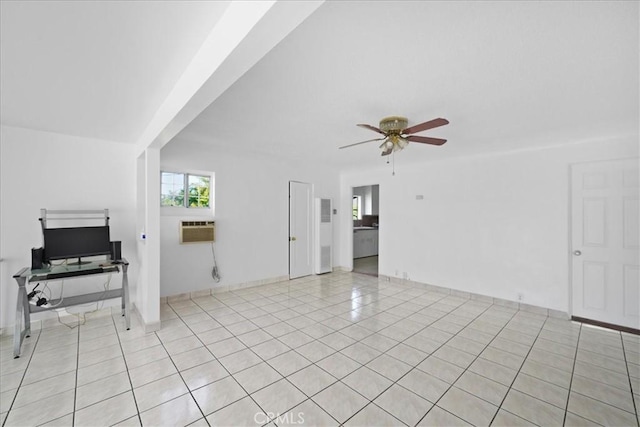1745 College View Pl, Los Angeles, CA 90041 - unfurnished living room with ceiling fan, a wall unit AC, and light tile patterned floors