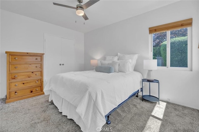 6721 E Coralite St, Long Beach, CA 90808 - bedroom with carpet, a closet, and a ceiling fan
