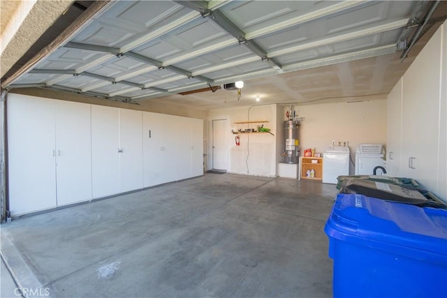 19078 Stoddard Way, Apple Valley, CA 92308 - garage with separate washer and dryer, water heater, and a garage door opener