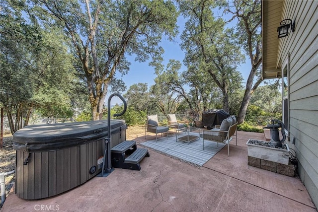 790 Manzanita St, Lakeport, CA 95453 - view of patio / terrace featuring a hot tub, a wooden deck, outdoor lounge area, and area for grilling