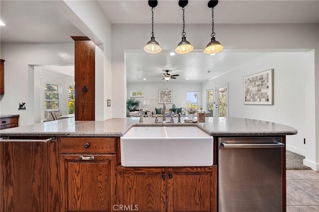 790 Manzanita St, Lakeport, CA 95453 - kitchen featuring dishwasher, ceiling fan, open floor plan, healthy amount of natural light, and recessed lighting