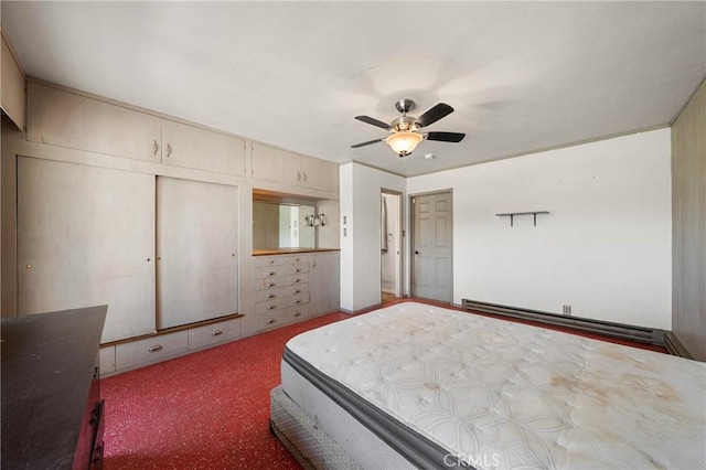 790 Manzanita St, Lakeport, CA 95453 - bedroom with a baseboard radiator, carpet, a ceiling fan, and a closet