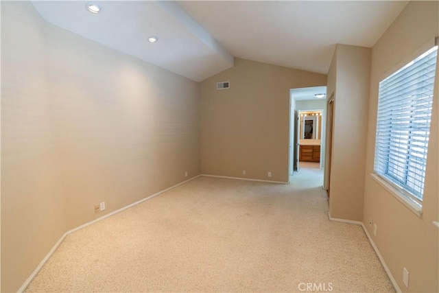 23169 Mulholland Dr Unit 3, Woodland Hills, CA 91364 - empty room with vaulted ceiling, light colored carpet, and recessed lighting