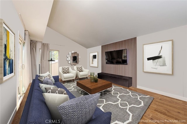 5473 Twin Lakes Dr, Cypress, CA 90630 - living room with wood finished floors and vaulted ceiling