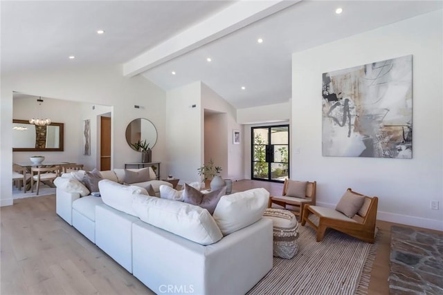 12350 Mclennan Ave, Granada Hills, CA 91344 - living area with a chandelier, light wood-style flooring, and recessed lighting