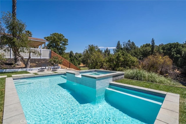 12350 Mclennan Ave, Granada Hills, CA 91344 - view of swimming pool featuring a pool with connected hot tub and a patio