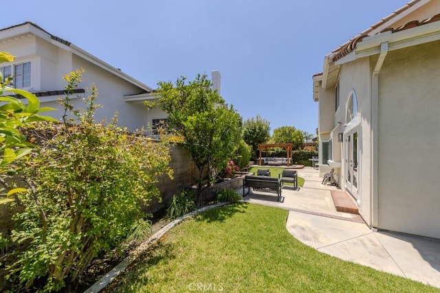 4330 E Cornwall Ave, Orange, CA 92867 - view of grassy yard with a patio, a pergola, and an outdoor living space