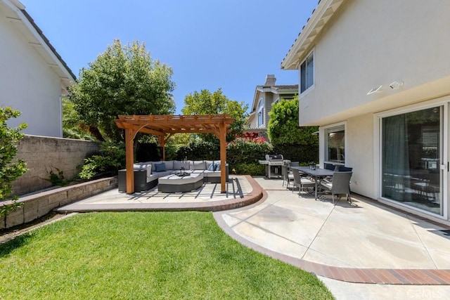 4330 E Cornwall Ave, Orange, CA 92867 - view of yard with an outdoor hangout area, a pergola, and a patio
