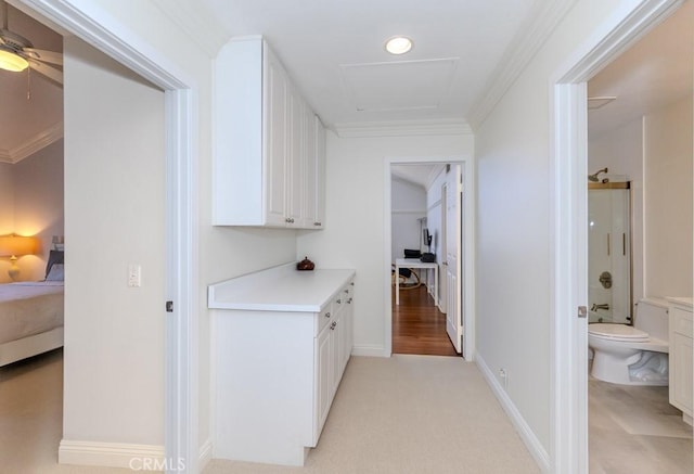4330 E Cornwall Ave, Orange, CA 92867 - corridor featuring ornamental molding and attic access