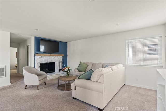 242 N 10th St Unit 242, Grover Beach, CA 93433 - living area with light colored carpet, a fireplace, and recessed lighting