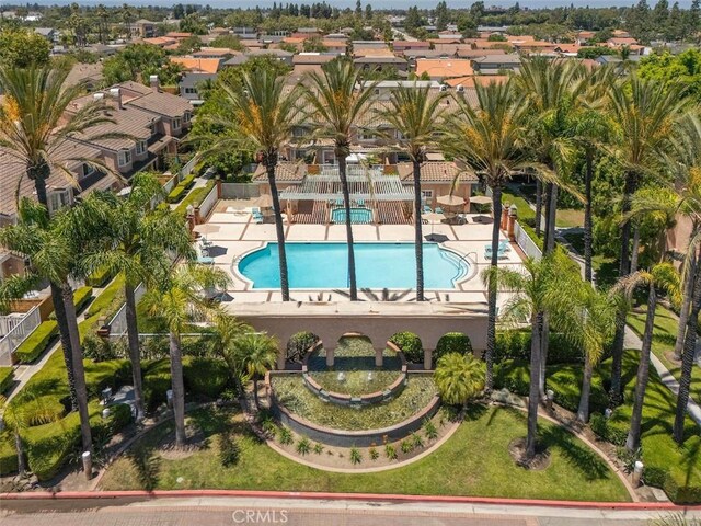 12152 Napoli Dr, Cerritos, CA 90703 - aerial view of residential area featuring a pool area