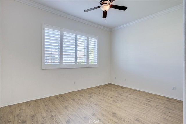 1740 Las Colinas Rd, Beaumont, CA 92223 - unfurnished room with light wood-style floors, ceiling fan, and crown molding