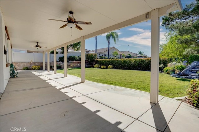 1740 Las Colinas Rd, Beaumont, CA 92223 - fenced backyard featuring ceiling fan and a patio area