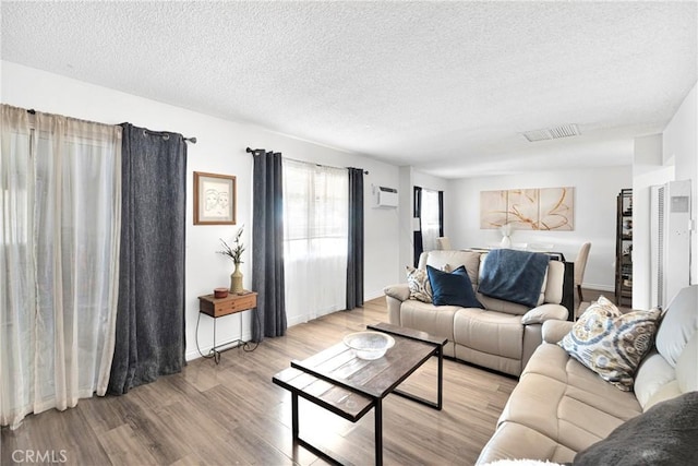 10000 8th Ave, Hesperia, CA 92345 - living area with a heating unit, wood finished floors, and a textured ceiling