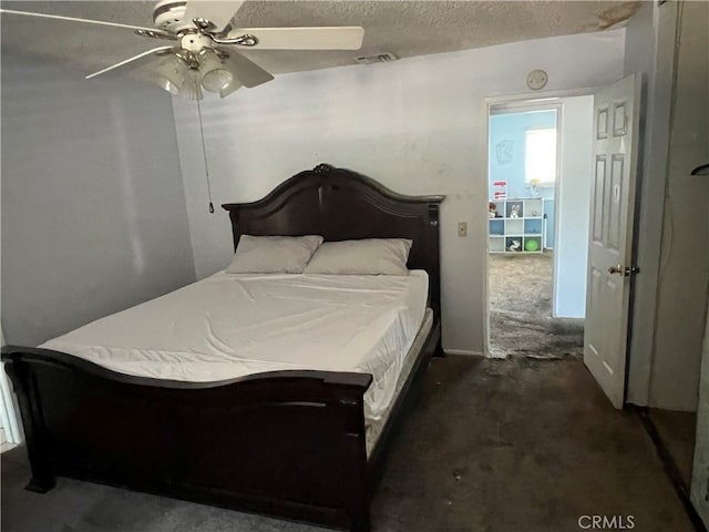 946 W Woodcrest, Bloomington, CA 92316 - bedroom with a ceiling fan and a textured ceiling