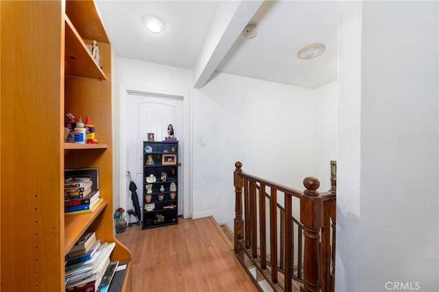 795 E 42nd Pl, Los Angeles, CA 90011 - hallway with an upstairs landing and wood finished floors