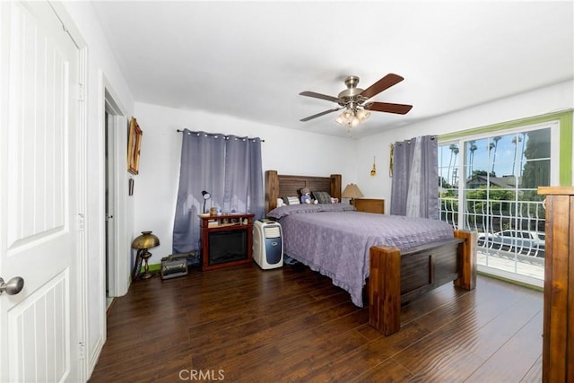795 E 42nd Pl, Los Angeles, CA 90011 - bedroom featuring wood finished floors, access to outside, and ceiling fan