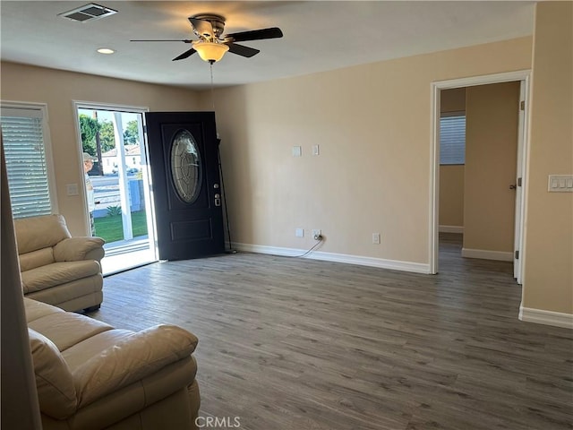 350 E 223rd St, Carson, CA 90745 - entrance foyer with wood finished floors, a ceiling fan, and recessed lighting